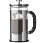 Load image into Gallery viewer, Veken French Press Coffee Maker 34oz 1 L, Heat Resistant Thickened Borosilicate Glass, No Plastic Touching Cafe, Stainless Steel Brewer, Cold Brew Cafetera Teapot for Kitchen Travel Camping, Silver