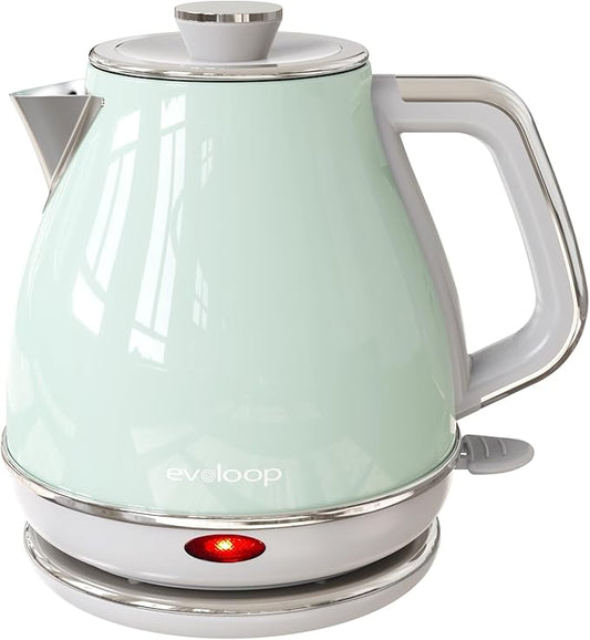 Electric Tea Kettle, 1500W /1.0L Hot Water Boiler Heater Pot, Retro Small Electric Kettle, 100% Stainless Steel BPA Free Electric Teapot, Auto Shut-Off & Boil-Dry Protection