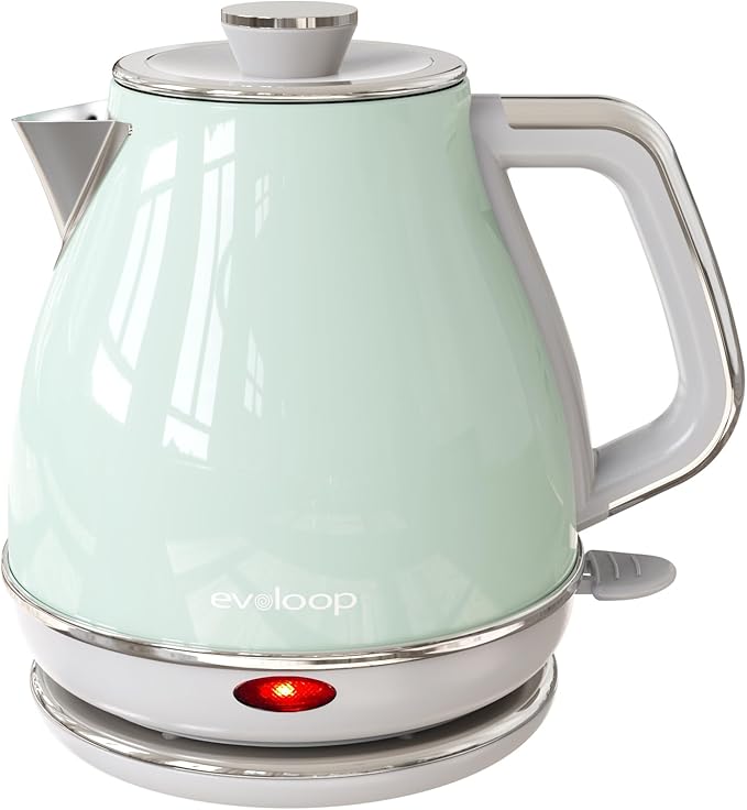 Electric Tea Kettle, 1500W /1.0L Hot Water Boiler Heater Pot, Retro Small Electric Kettle, 100% Stainless Steel BPA Free Electric Teapot, Auto Shut-Off & Boil-Dry Protection