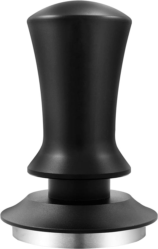 K COOL Espresso Hand Tamper, Premium Barista Coffee Tamper with Calibrated Spring, 100% Flat Stainless Steel Base Tamper for Breville Series 54mm Portafilter Basket (53mm, Black)