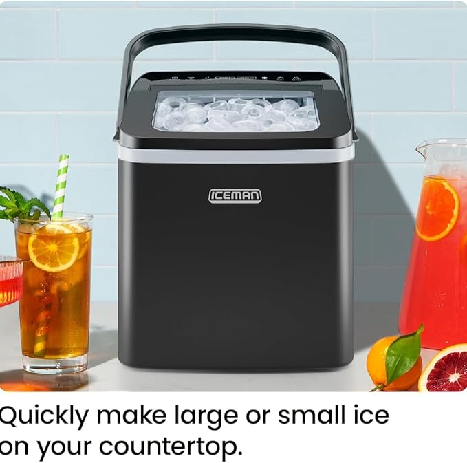 ICEMAN Dual-Size Ice Maker Countertop - Portable Ice Machine, Large and Small Ice Machine Maker with Self Cleaning, 9 Cubes in 7 Mins, 22lbs/24hrs, for Home, Kitchen, Office, Party, Ice Scoop Included