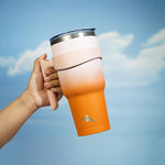 Load image into Gallery viewer, 30 oz Tumbler with Handle and 2 Straw 2 Lid, Insulated Water Bottle Stainless Steel Vacuum Cup Reusable Travel Mug,Coral