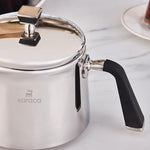 Load image into Gallery viewer, Karaca Fiona Stainless Steel Turkish Teapot Set XL, 1L Tea Pot &amp; 2L Water Tank (Kettle), Stove Top/Induction Compatible, Elegant Silver Design, Easy to Clean, Non-Flammable Handles