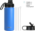 Load image into Gallery viewer, DRINCO Stainless Steel Water Bottle Spout Lid Vacuum Insulated Double Wall Water Bottle Wide Mouth (40oz 32oz 22oz 18oz 14oz) Leak Proof Keeps Cold or Hot (18 oz, 18oz Royal Blue)