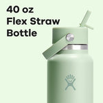 Load image into Gallery viewer, Hydro Flask Water Bottle - Insulated Stainless Steel - Wide Mouth Flex Straw Lid, Non Spill, Leakproof and Refillable in 40 Oz Aloe Green