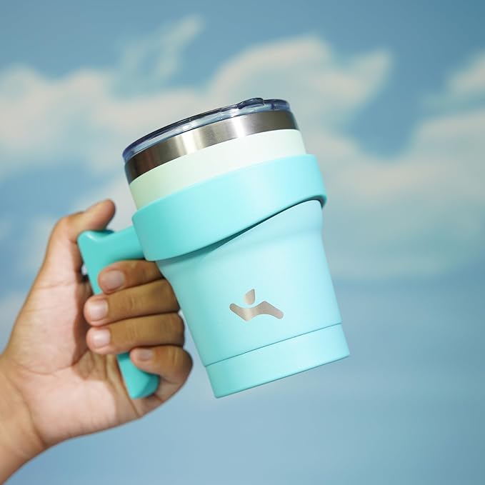 10 oz Tumbler with Handle and 2 Straw 2 Lid, Insulated Water Bottle Stainless Steel Vacuum Cup Reusable Travel Mug, Mint