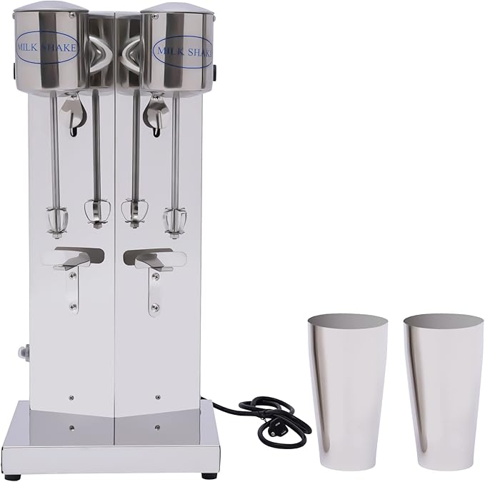 Electric Milkshake Maker Machine, 180W Double Head Milk Shake Mixer Machine with 28oz Stainless Steel Mixing Cup, Commercial Milkshake Blender & Drink Mixer for Home or Business
