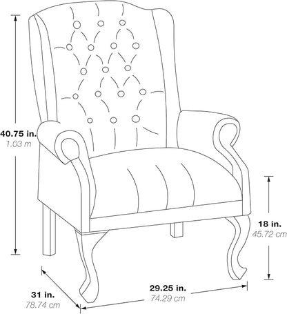 Office Star TEX Traditional Queen Anne Style Chair with Thick Padded Seat and Lumbar Support Back with Royal Cherry Finish Wood Legs, Jamestown Oxblood Vinyl