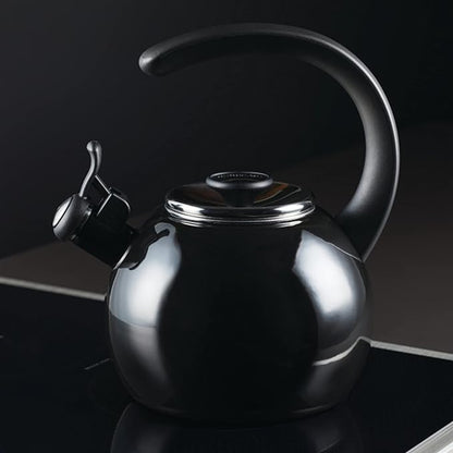 Circulon Enamel on Steel Whistling Teakettle/Teapot With Flip-Up Spout, 2 Quart - Black