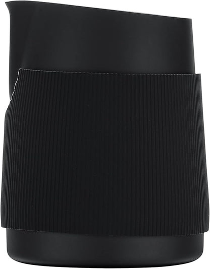 Normcore Handleless Milk Pitcher - Espresso Steaming Pitcher with Round Spout - 18/8 Stainless Steel Milk Frothing Jug, Black Non-Stick - Premium Barista Tools - Black - 15.2 oz (450 ml)