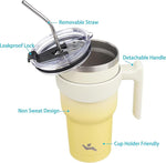 Load image into Gallery viewer, 30 oz Tumbler with Handle and 2 Straw 2 Lid, Insulated Water Bottle Stainless Steel Vacuum Cup Reusable Travel Mug,Lemon