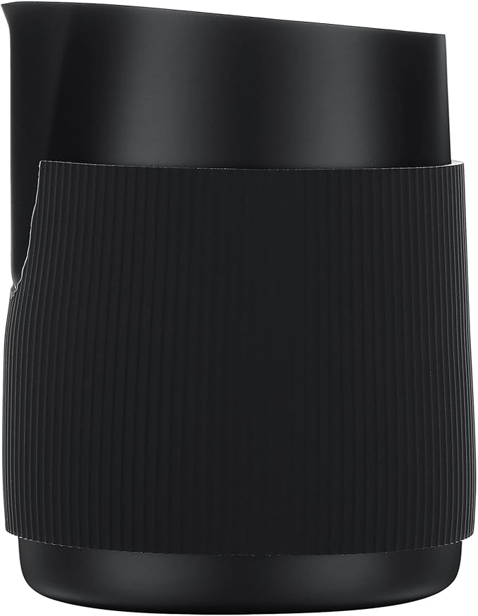 Normcore Handleless Milk Pitcher - Espresso Steaming Pitcher with Round Spout - 18/8 Stainless Steel Milk Frothing Jug, Black Non-Stick - Coffee Latte Frothing Pitcher - 20.3 oz (600 ml)