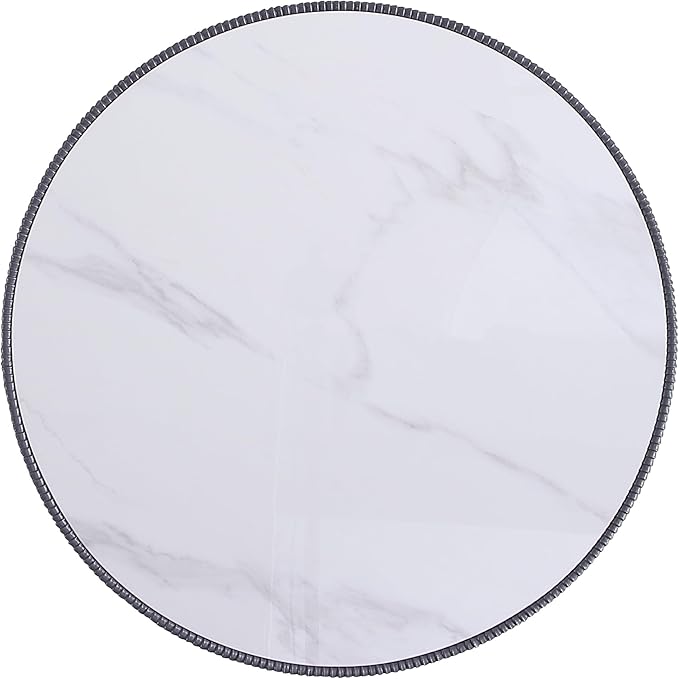 Manhattan Comfort Modern Anderson Coffee Table, 1.0 & 2.0 End Table, Upholstered in Grey Leatherette with Ceramic Faux Tabletop and Gold Metal Tabletop- Set of 3