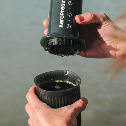 AeroPress Go Travel Coffee Press Kit - 3 in 1 brew method combines French Press, Pourover, Espresso - Full bodied coffee without grit or bitterness - Small portable coffee maker for camping & travel
