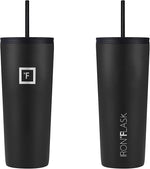 Load image into Gallery viewer, IRON °FLASK Classic Tumbler - Vacuum Insulated Stainless Steel Water Bottle, Double Walled, Drinking Cup, Insulated Travel Mug (Midnight Black, 24 oz Solid Lid)