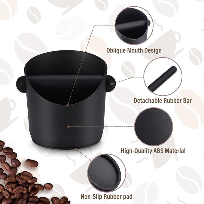HOMEE Espresso Knock Box Coffee Grounds Container with Removable Knock Bar,Espresso Dump Bin with Non-Slip Base,Shock-Absorbent Espresso Accessories,Durable Barista Tool for Coffee Bar Kitchen Counter