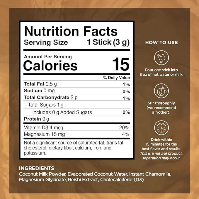 VitaCup Sleep Fuel Instant Tea Packets for Deep REM Sleep, Relax & De-Stress w/Chamomile, Magnesium, Vitamin D3, Coconut Water, Coconut Milk, Potassium, Calming for Full Body Relaxation, 48Ct