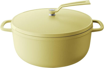 Vermicular Oven Pot 2.0 | Lightweight Enameled Cast Iron Pot | 26cm (5.9 Qt) | Non-Toxic | Induction-compatible | Dutch Oven | Made in Japan | Matte Chamomile Yellow