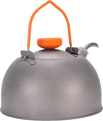 0.8L Camping with Thermometer, Lightweight Teapot Outdoor Camping Coffee Pot Tea Kettle for Boiling Water, Portable Camp Tea Pot Cookware for Hiking Backpacking Kitchen (Ti)