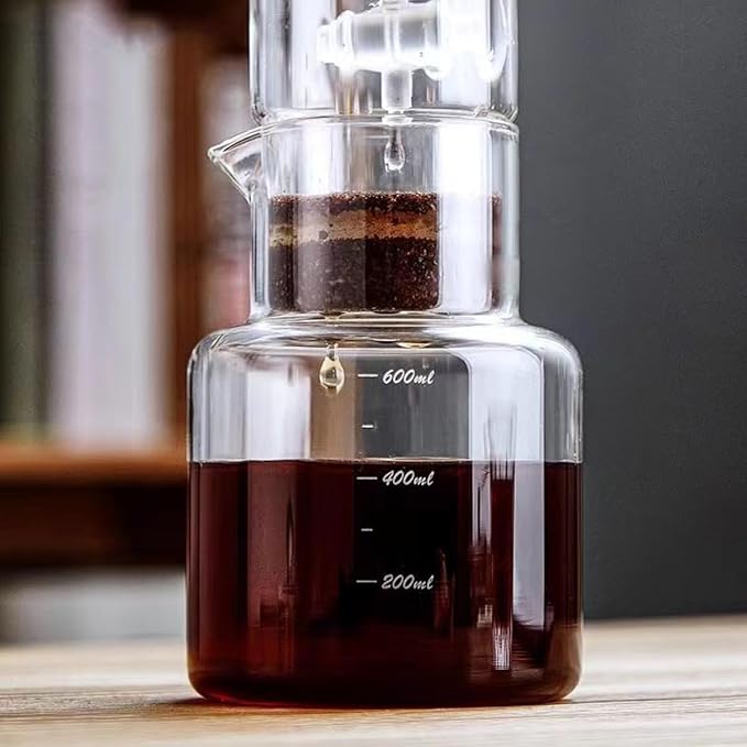 Ice Drip Coffee Maker,Cold Brew Coffee Makers Pot,20oz Cold Brew Tower Slow Drip Cold Brew Machine Borosilicate Glass Drip Coffee Machine for Household Pour Over (Transparent)
