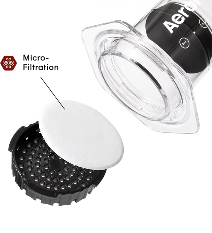 AeroPress Clear Coffee Press – 3 In 1 Brew Method Combines French Press, Pourover, Espresso, Full Bodied Coffee Without Grit or Bitterness, Small Portable Coffee Maker for Camping & Travel, Clear