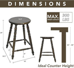 Load image into Gallery viewer, chairus 24" Backless Counter Height Bar Stools Set of 2, Farmhouse Wooden Counter Stools with Round Seat &amp; Turned Legs, Rustic Vintage Colonial Short Bar Chairs for Kitchen Island, Antique Brown