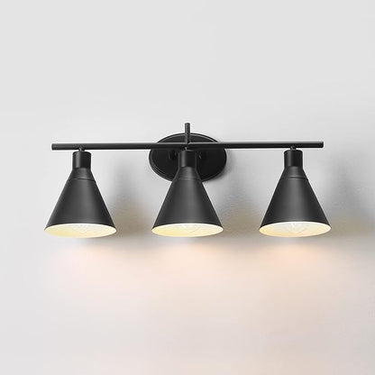 Globe Electric 52060 Tristan 5-Piece All-In-One Bathroom Set, Matte Black, 3-Light Vanity Light, Towel Bar, Toilet Paper Holder, Towel Ring, Robe Hook