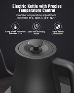 Load image into Gallery viewer, Jocuu Gooseneck Electric Pour Over Kettle with Temperature Control, Tea &amp; Pour Over Coffee Kettle, Stainless Steel, Auto Shutoff Boil-Dry Protection, 0.8L, Matte Black