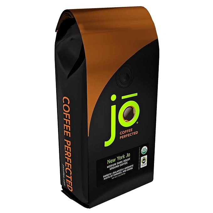 NEW YORK JO: 2 lb, Medium Dark Roast Organic Ground Coffee, Signature Blend, 100% Arabica Coffee, USDA Certified Organic, NON-GMO, Fair Trade Certified, Gluten Free, Gourmet Coffee from Jo Coffee®