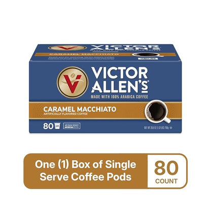 Victor Allen's Coffee Caramel Macchiato Flavored, 80 Count, Medium Roast, Single Serve Coffee Pods for Keurig K-Cup Brewers