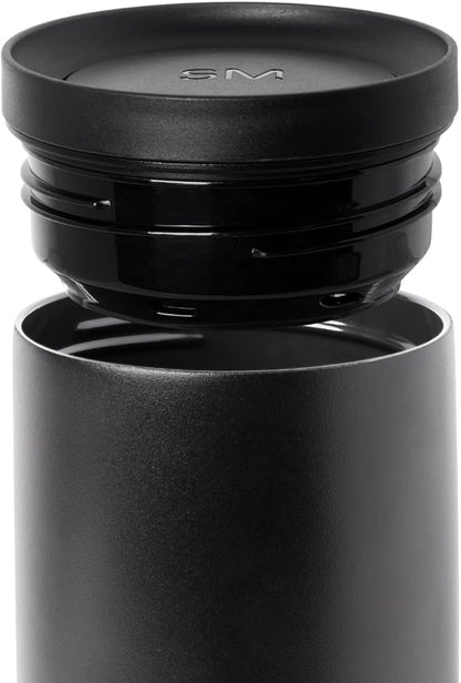 Simple Modern Travel Coffee Mug Tumbler with 360° Lid | Ceramic-Lined Insulated Stainless Steel Cold Brew Iced Coffee Cup | Gifts for Women Men Her Him | Voyager Signature | 12oz | Midnight Black