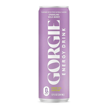 GORGIE Sugar Free Natural Energy Drinks, Wild Berry (12 Pack) - Healthy Energy Drinks - Natural Coffee Replacement with Green Tea Caffeine and Biotin - 150mg Caffeine, Vegan, & Low Calorie