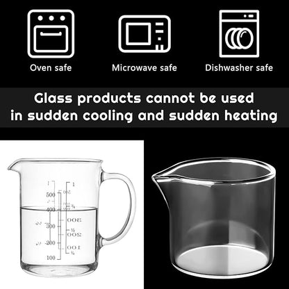 Leinuosen 4 Pcs Small Glass Creamer Pitcher Set Transparent Mini Poured Glass Tea Pitcher, Milk and Coffee Serving Jugs for Tea Milk Coffee (No Handle Style)