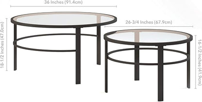 Henn&Hart Round Nested Coffee Table in Blackened Bronze, Coffee Table coffee tables for living room, studio apartment essentials, 36" Wide