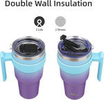 Load image into Gallery viewer, 40 oz Tumbler with Handle and 2 Straw 2 Lid, Insulated Water Bottle Stainless Steel Vacuum Cup Reusable Travel Mug,Ocean Dream