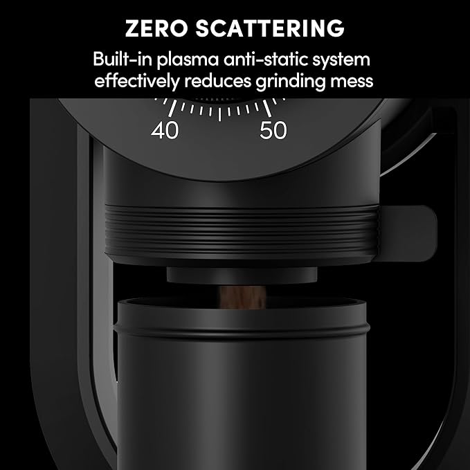 Burr Coffee Grinder,Wirsh Electric Single Dose Espresso Grinder Geimori GU64 with 64mm Flat Burr,Anti-Static Design,Stepless Adjustment from Fine to Coarse for Drip,Pour Over,French Press,Cold Brew