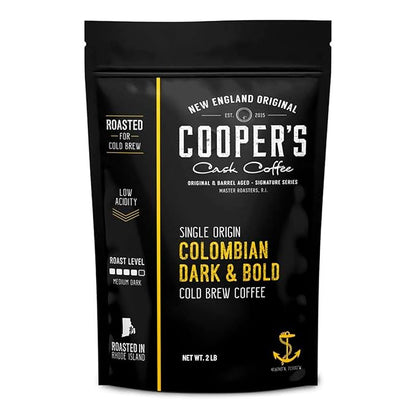 Cold Brew Coffee Colombian Reserve Single Origin Coarsely Whole Bean Coffee - 2 lb. Bag - Dark Roast