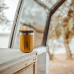 Load image into Gallery viewer, WACACO Octaroma ClassicoTravel Coffee Mug, Double-wall Stainless Steel Travel Tumbler With Drinking Lid, 6 fl oz (180ml), Amber Yellow