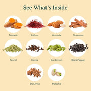 VAHDAM, Turmeric Saffron Herbal Tea Loose Leaf 100g (50 Cups, 3.5oz) Blend Of Turmeric Tea, Saffron Tea & Fresh Spices | Whole Loose-Leaf Tisane | Vacuum Sealed for Freshness