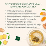 Load image into Gallery viewer, VAHDAM, Organic Turmeric Ginger Herbal Tea Bags (100 Pyramid Tea Bags) Caffeine Free, Non GMO | 100% Pure Herbal Blend - Savory &amp; Spicy, Plant-Based Teabags | Resealable Ziplock Pouch
