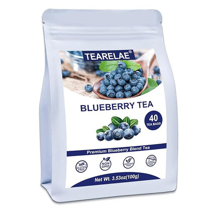 TEARELAE - Blueberry Tea, 40 Count - Premium Blueberry Tea Bags with Hibiscus, Mint & Raisins - Refreshing Taste - Non-GMO - Caffeine-Free
