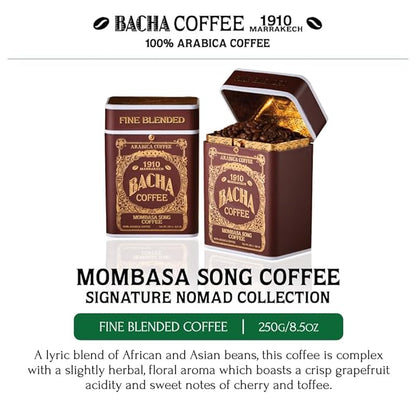 Bacha Coffee | Mombasa Song Fine Blended Signature Nomad Collection, 100% Arabica Specialty Coffee, Whole Beans, Medium Roast, 250g