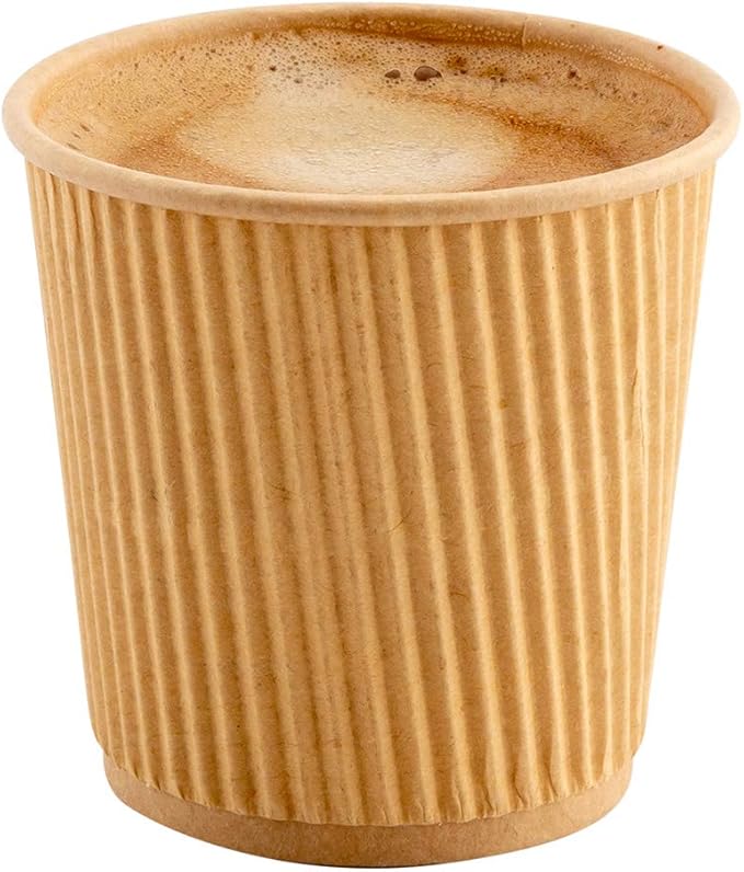 Restaurantware 4 Ounce Ripple Wall Disposable Coffee Cups, 500 Insulated Kraft Paper Tumblers with Rolled Rim Design, Lids Sold Separately for Hot Drinks like Tea, Hot Chocolate and More