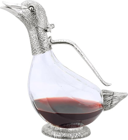 Regent Silverplated Duck Decanter 25.3 oz, 750ml Carafe, Wine Gift, Decanter for Wine, Men/Women's Good Gift on Special Day