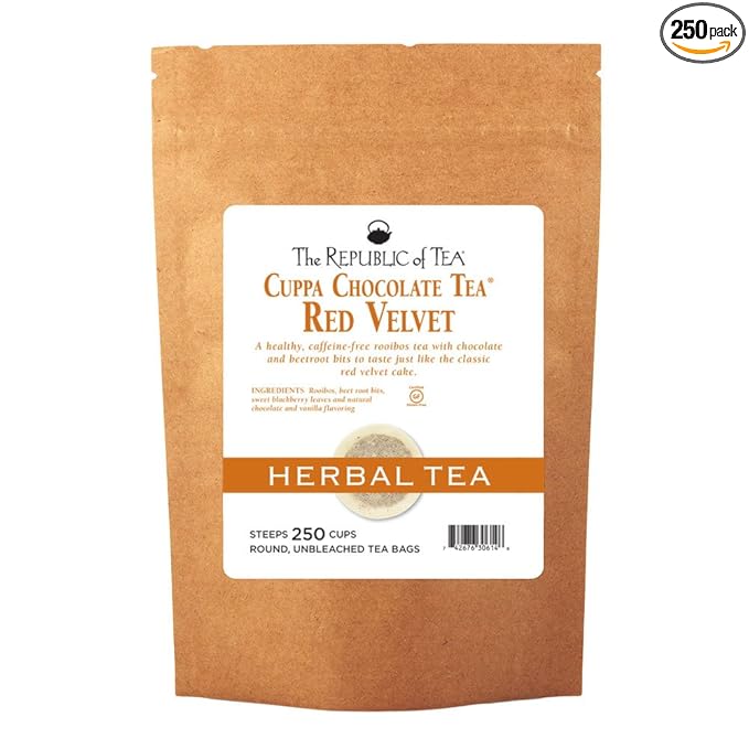 The Republic of Tea – Red Velvet Cuppa Chocolate Tea Bags, Caffeine Free, 250 Servings