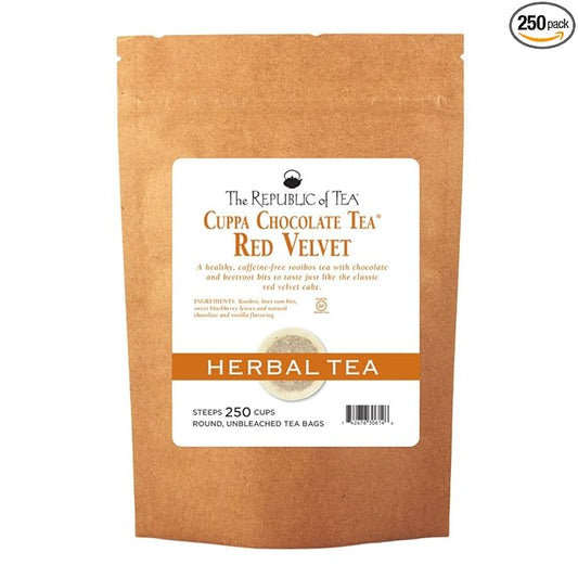 The Republic of Tea – Red Velvet Cuppa Chocolate Tea Bags, Caffeine Free, 250 Servings