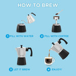 Load image into Gallery viewer, GROSCHE Milano Stovetop Espresso Maker Moka Pot Cuban Coffee Maker Stovetop Coffee Maker Moka Italian Espresso Greca Coffee Maker Brewer Percolator | 9 Espresso Cup, Tuxedo