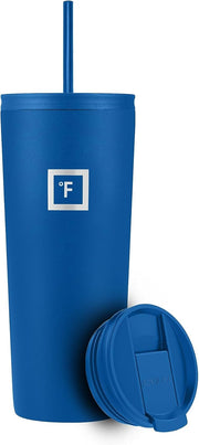 IRON °FLASK Classic Tumbler - Vacuum Insulated Stainless Steel Water Bottle, Double Walled, Drinking Cup, Insulated Travel Mug (Cobalt, 24 oz Solid Lid)