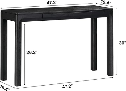 NTC Flow Modern Wooden Rectangle Console Table with Hidden Drawer – Waterproof & Heat Resistant, Burnt Black