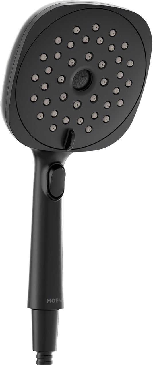 Moen Verso Eco-Performance Infiniti Dial Square Handheld Shower, 5-Inch Diameter Spray Head, Matte Black, 220H5EPBL